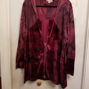 Velour hooded jacket